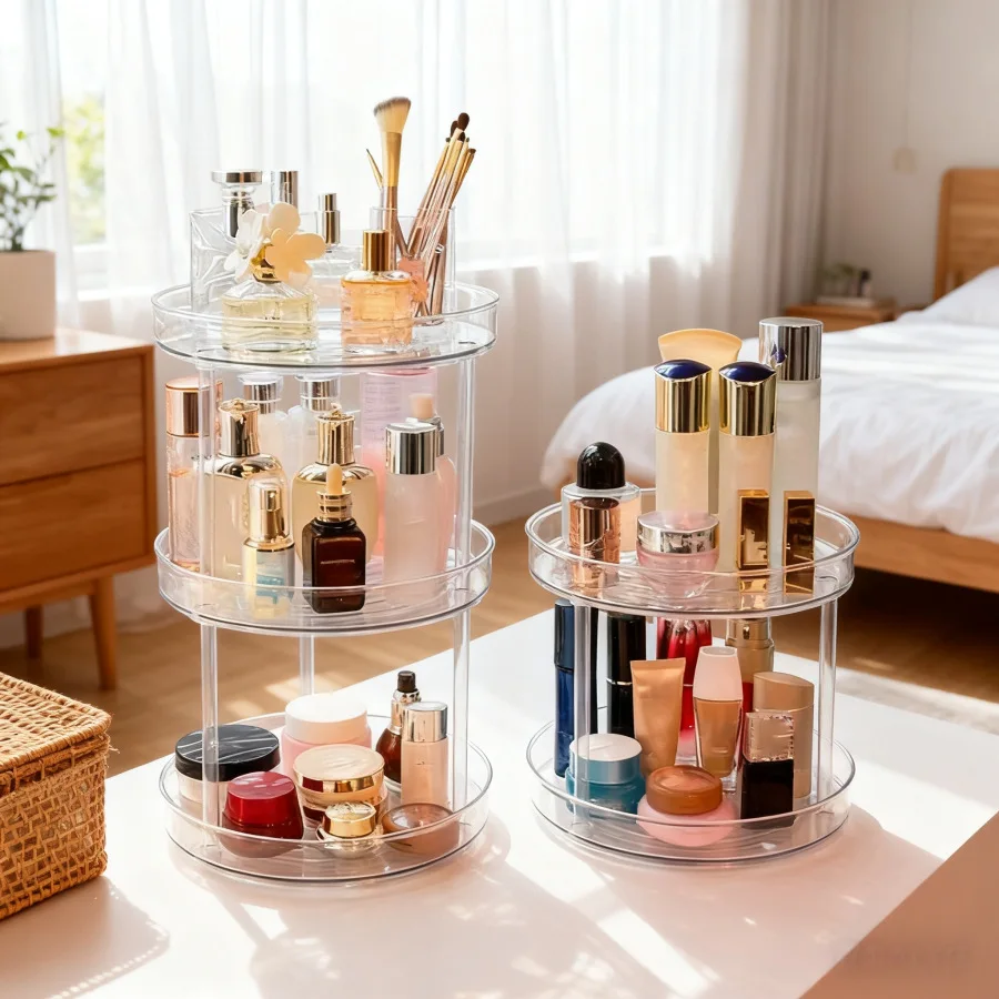 360 ° Rotating Makeup and Art Supplies Organizer - Easy to clean surface, space saving design suitable for cosmetics, seasonings 6