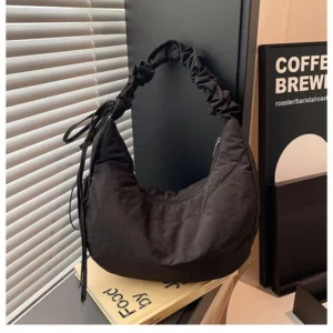 Women's crescent bag pleated dumpling rope casual large capacity women's bag fashion one shoulder armpit cloud bag 1