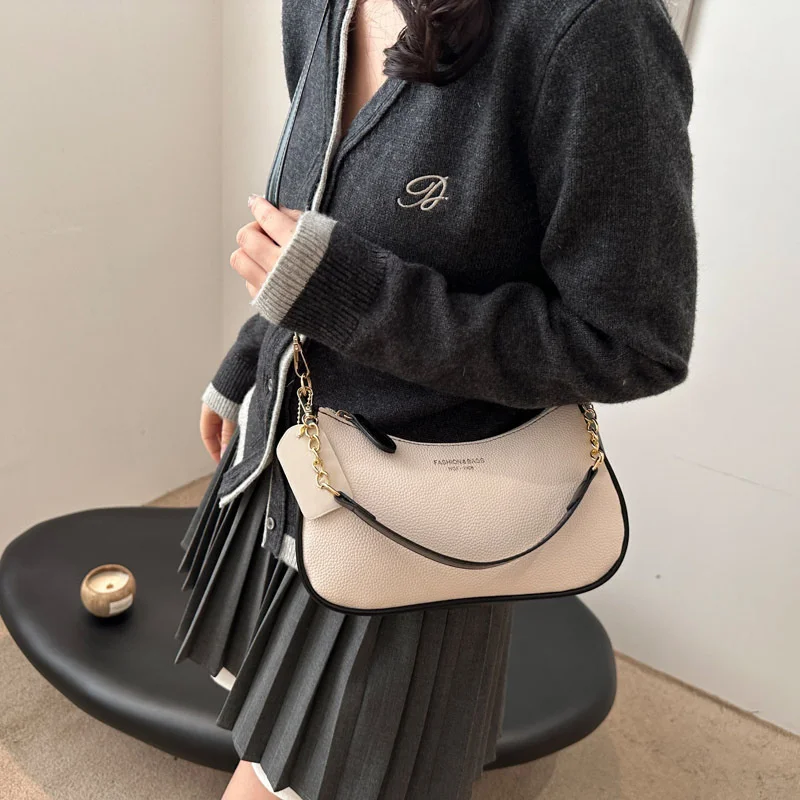 Crossbody Bag for Women Adjustable Strap Crescent Shoulder Bag PU Leather Zipper Closure Casual Handbag for Work Travel 4