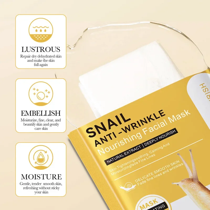 10pcs BIOAQUA Snail Face Mask Moisturizing Brightening Anti-aging Anti Wrinkle skincare Facial Masks Face Sheet Mask Skin Care 2