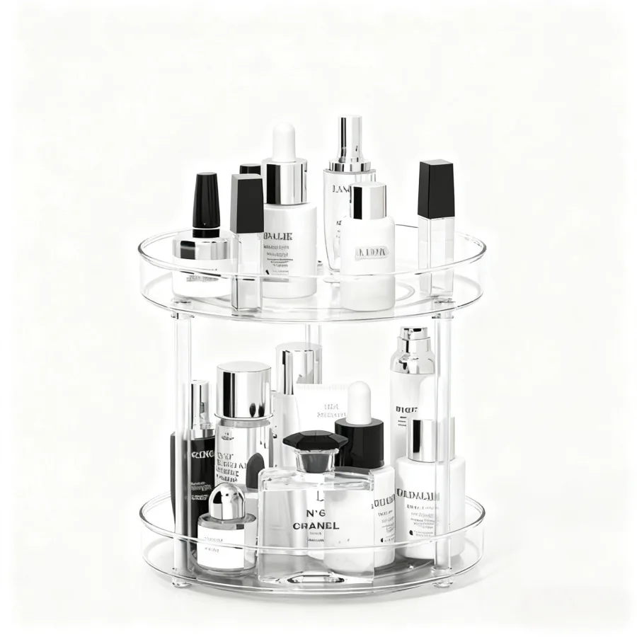 360 ° Rotating Makeup and Art Supplies Organizer - Easy to clean surface, space saving design suitable for cosmetics, seasonings 3