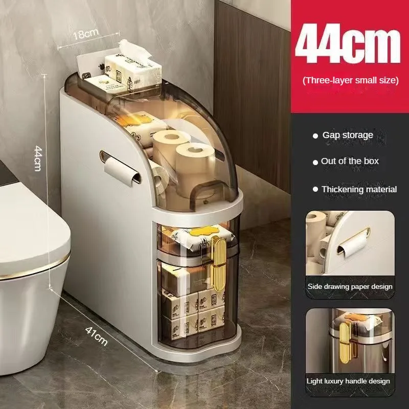 Narrow Bathroom Storage Cabinet With Waterproof Plastic Shelves Free-Standing Organizer Rack for Tight Spaces 3/4/5 Tier 3