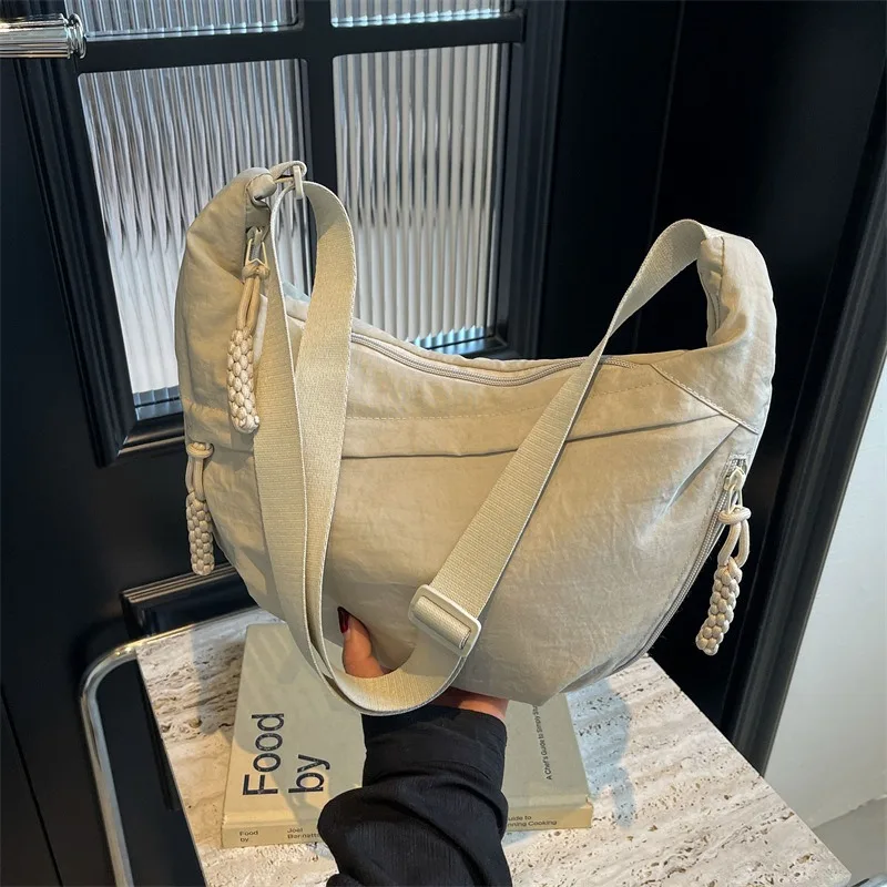Multi Color Nylon Crescent Hobo Crossbody Bag Adjustable Strap Light Daily Travel Shopping Shoulder Handbag Purse for Women 5