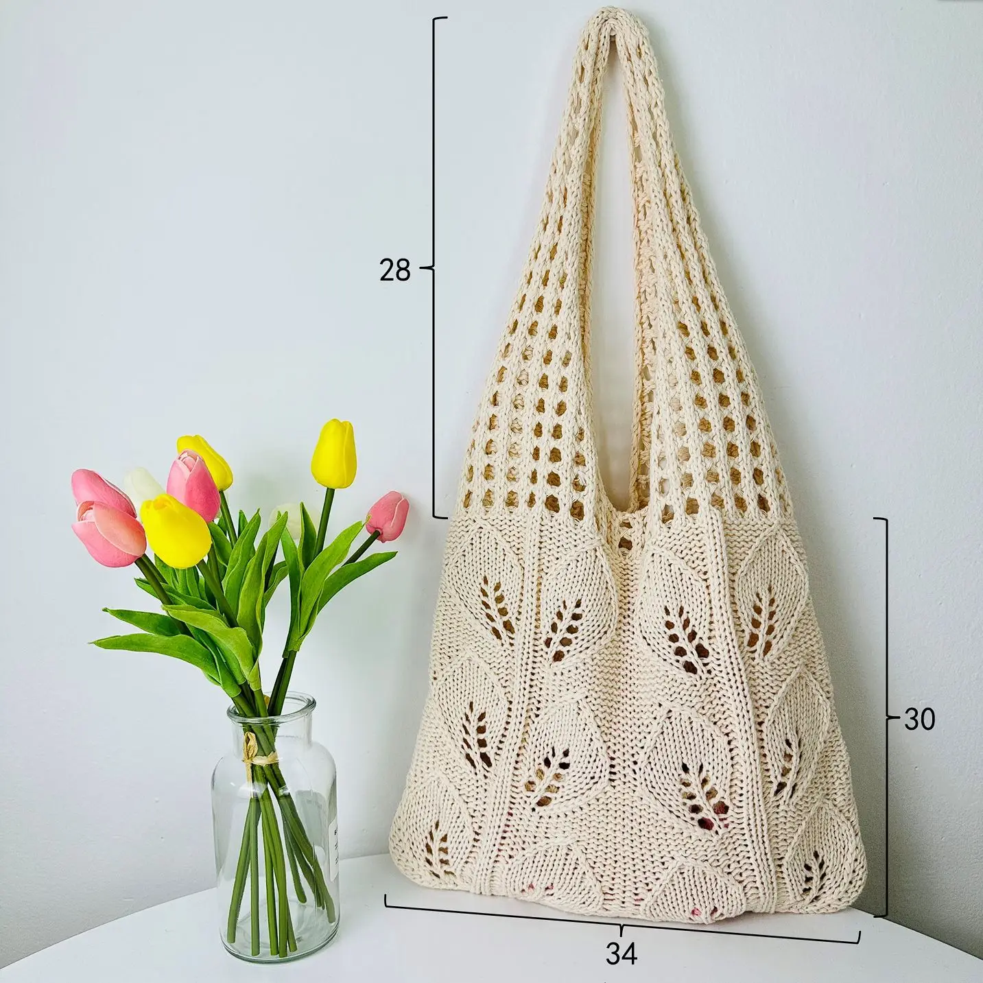 Knitted Handbags Beach Bags Lightweight Students Shoulder Casual Tote Female Style Shopping Woven Bags For Women Girls 4