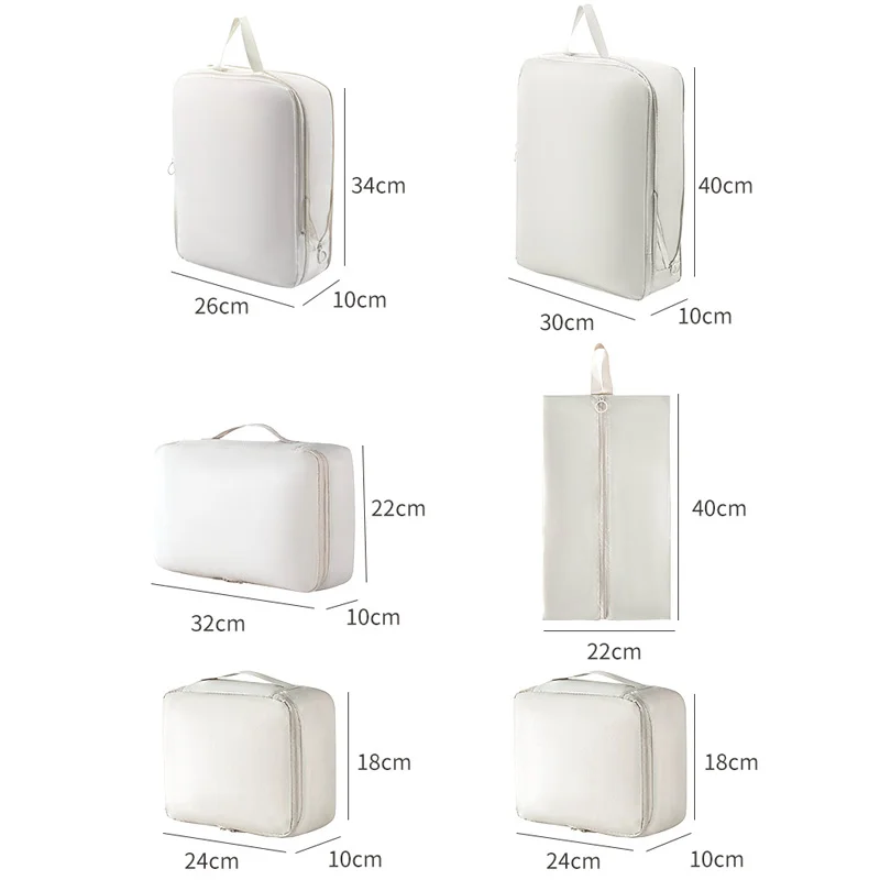 6Pcs Travel Compression Packing Cubes Bag Waterproof Handheld Clothe Separation Storage Bag Portable Suitcase Clothes Organizers 6