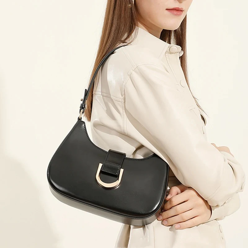 Elegant PU Crescent Shoulder Bags for Women 2025 Luxury Designer Crossbody Purse Underarm Ladies Handbags 2