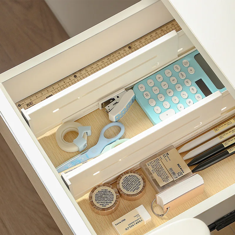 2/4/6pcs Drawer Dividers Organizers Adjustable Clear Plastic Drawers Separators for Clothing, Kitchen Utensils and Makeup Office 3