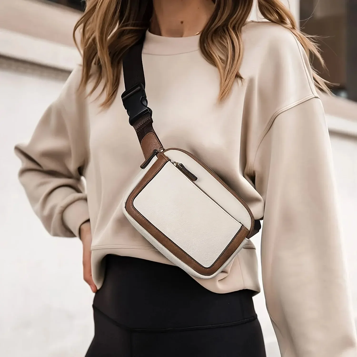 Women's Belt Bag Fashion Crossbody Bag Chest Bag Adjustable Shoulder Strap PU Leather Women's Messenger Handbag 2