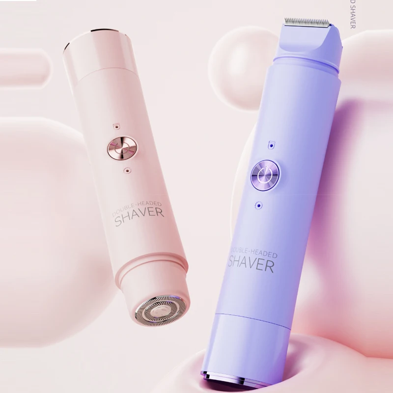 2-in-1 wireless rechargeable electric shaver, suitable for women - dual head bikini trimmer, suitable for both dry and wet use 3