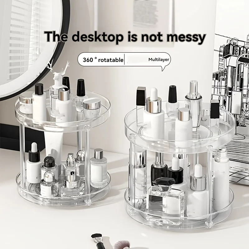 360 ° Rotating Makeup and Art Supplies Organizer - Easy to clean surface, space saving design suitable for cosmetics, seasonings 2