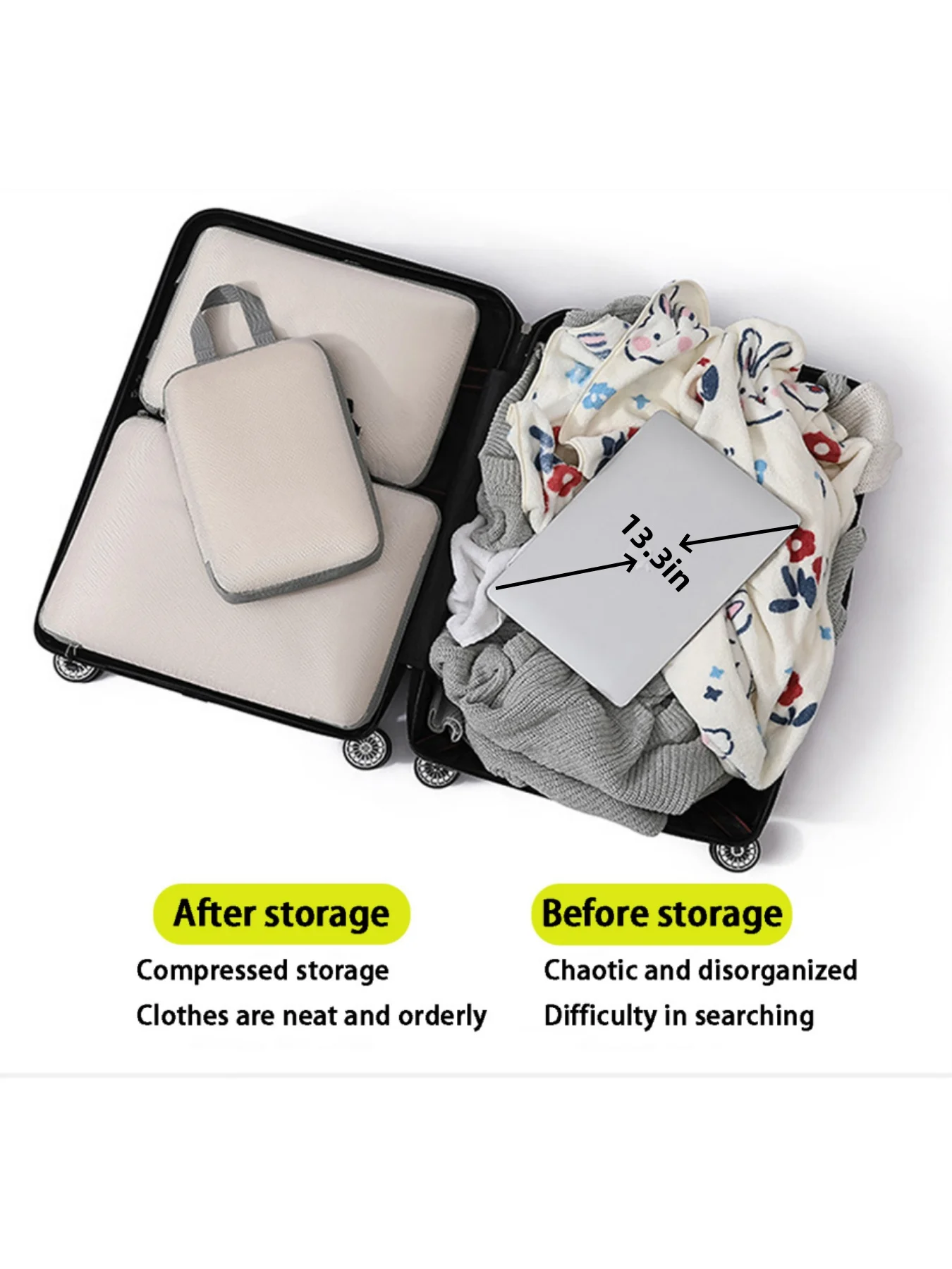 Compressed Packing Cubes Set 4pcs Travel Clothing Organiser Bag Waterproof Compressible Suitcase Clothes Organizer Packing Bag 4
