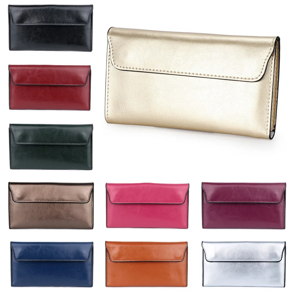 Slim Genuine Leather Women Long Wallet Large Capacity Female Coin Purse Portable Clutch Bag Cowhide Wallet for Women 6