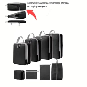 Set/8 pcs Compressible Packing Travel Storage Bag Cubes Waterproof Suitcase Nylon Portable With Handbag Luggage Organizer Ryanai 1