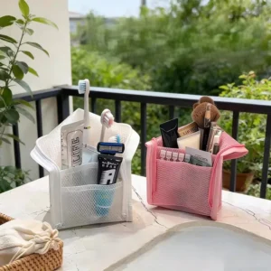 Breathable Mesh Shower Caddy & Makeup Organizer - Portable, Multi-Pocket Tote Bag for Bathroom, Travel, Gym, and College Dorm 1