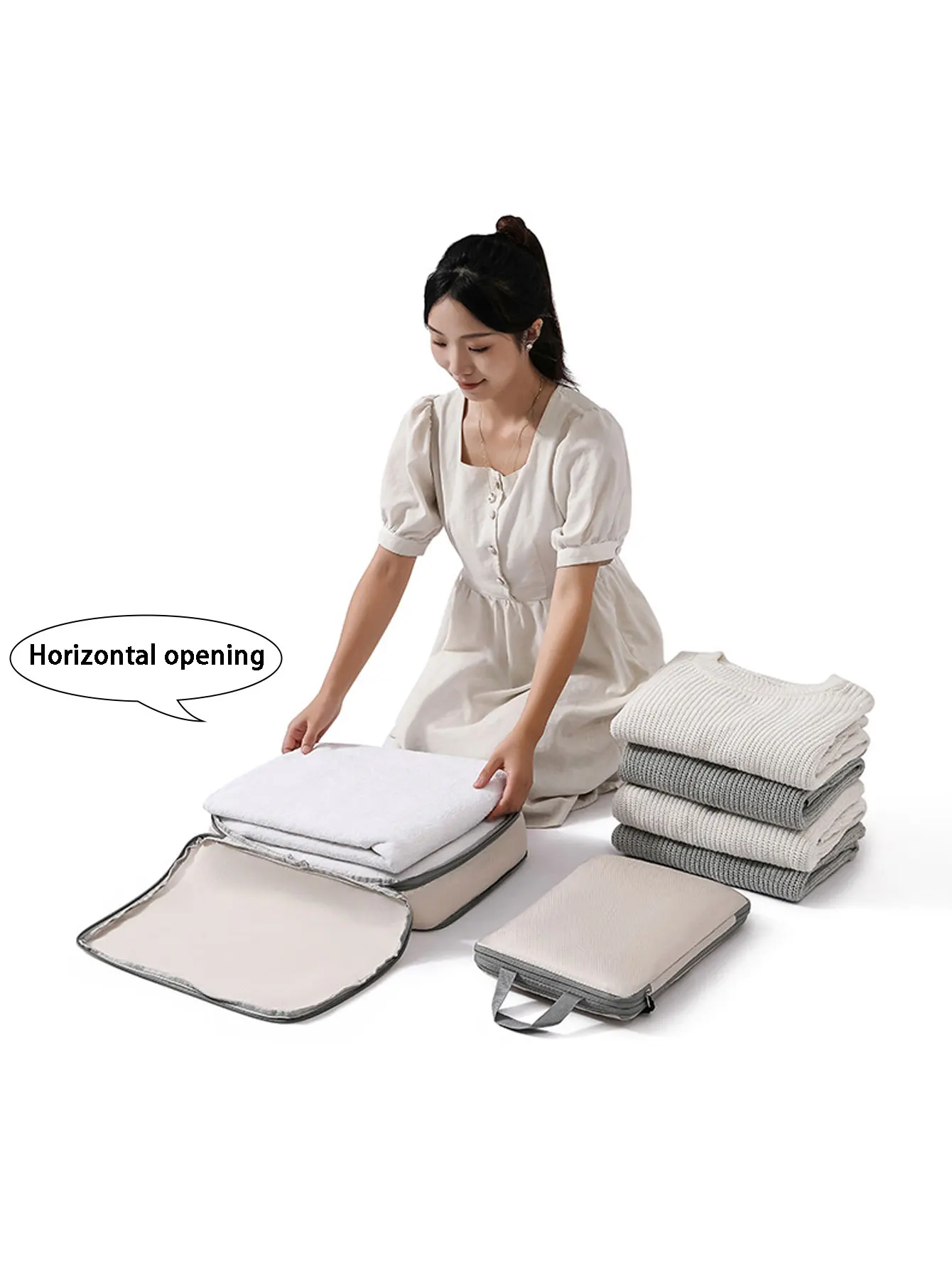Compressed Packing Cubes Set 4pcs Travel Clothing Organiser Bag Waterproof Compressible Suitcase Clothes Organizer Packing Bag 2
