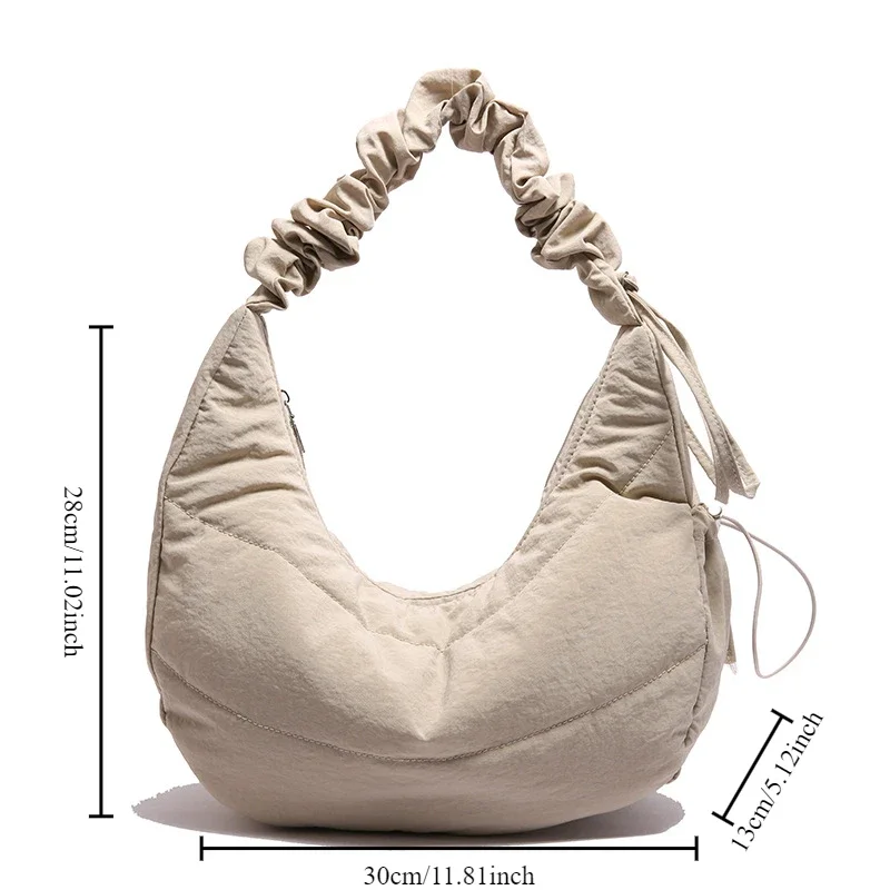 Women's crescent bag pleated dumpling rope casual large capacity women's bag fashion one shoulder armpit cloud bag 3