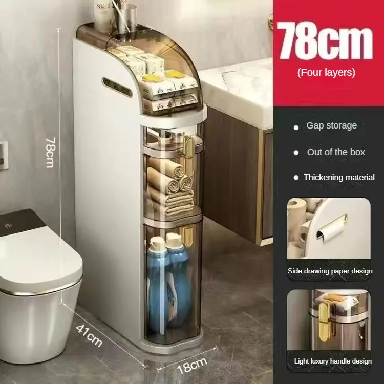 Narrow Bathroom Storage Cabinet With Waterproof Plastic Shelves Free-Standing Organizer Rack for Tight Spaces 3/4/5 Tier 5