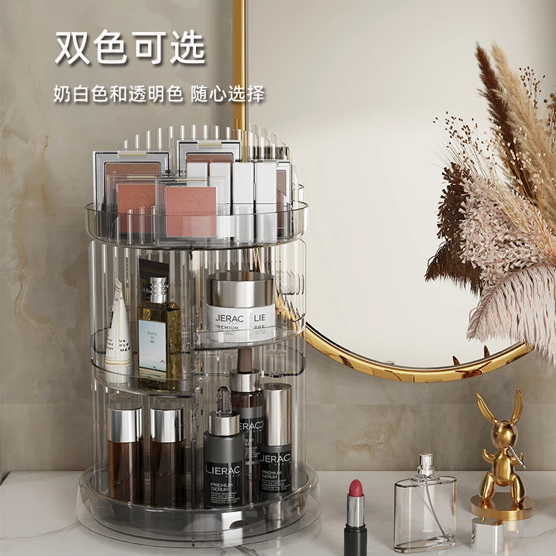 Large Capacity Multi-Layer Storage Rack Plastic Transparent Rotating Cosmetic Storage Rack Space Saving Bathroom Storage Tray 2
