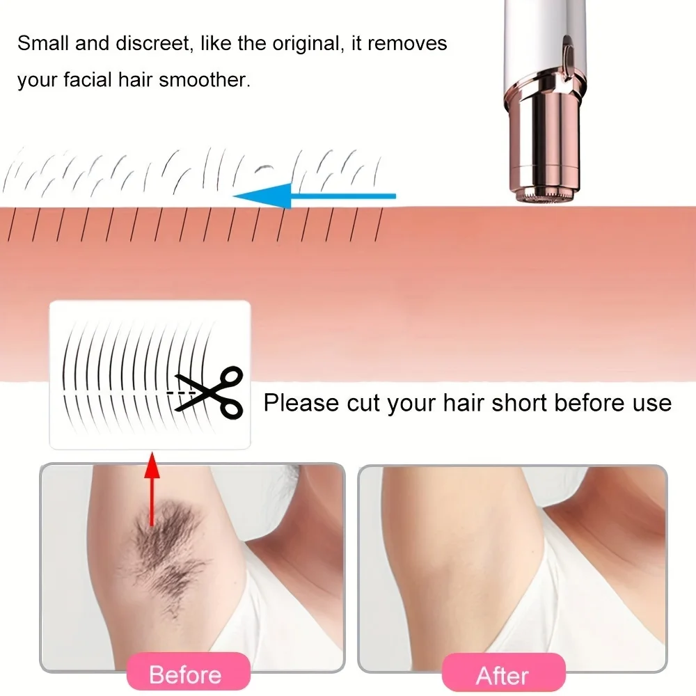 Electric Hair Remover Replacement Head Lipstick Shaver Electric Eyebrow Trimmer Mini Shaver Epilator Painless Women's Shaving 2