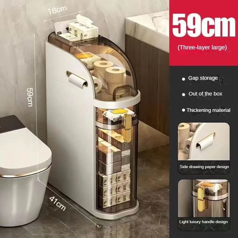 Narrow Bathroom Storage Cabinet With Waterproof Plastic Shelves Free-Standing Organizer Rack for Tight Spaces 3/4/5 Tier 4