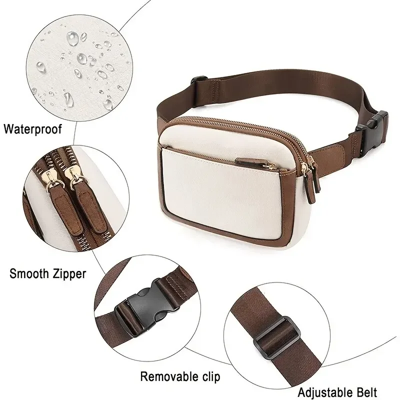 Women's Belt Bag Fashion Crossbody Bag Chest Bag Adjustable Shoulder Strap PU Leather Women's Messenger Handbag 4