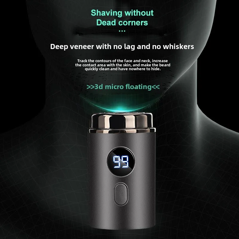 Men Electric Mini Shaver Rechargeable Type-c Charging Car Portable Led Digital Display Wet & Dry Shaver Men Women Home Razor 3