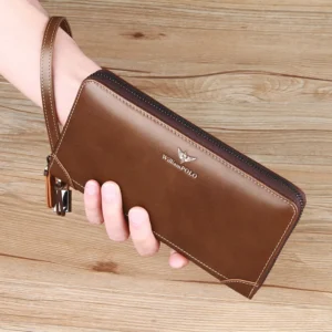 Vintage Cowhide Wallet Long Fashionable Handheld Bag Large Capacity Phone Bag Multifunctional Card Bag 1
