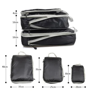3Pcs/set Black/Blue/Grey Compressible Travel Storage Bag Portable Large Capacity Storage Bag Suitcase Luggage Packing Cubes 1