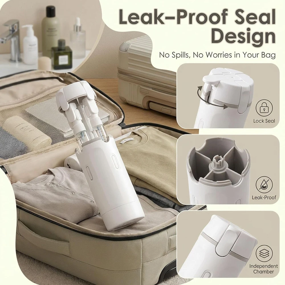4 In 1 Travel Dispenser Portable Travel Bottles Leak Proof Leakproof Travel Container For Perfume Shampoo Conditioner Lotion 5
