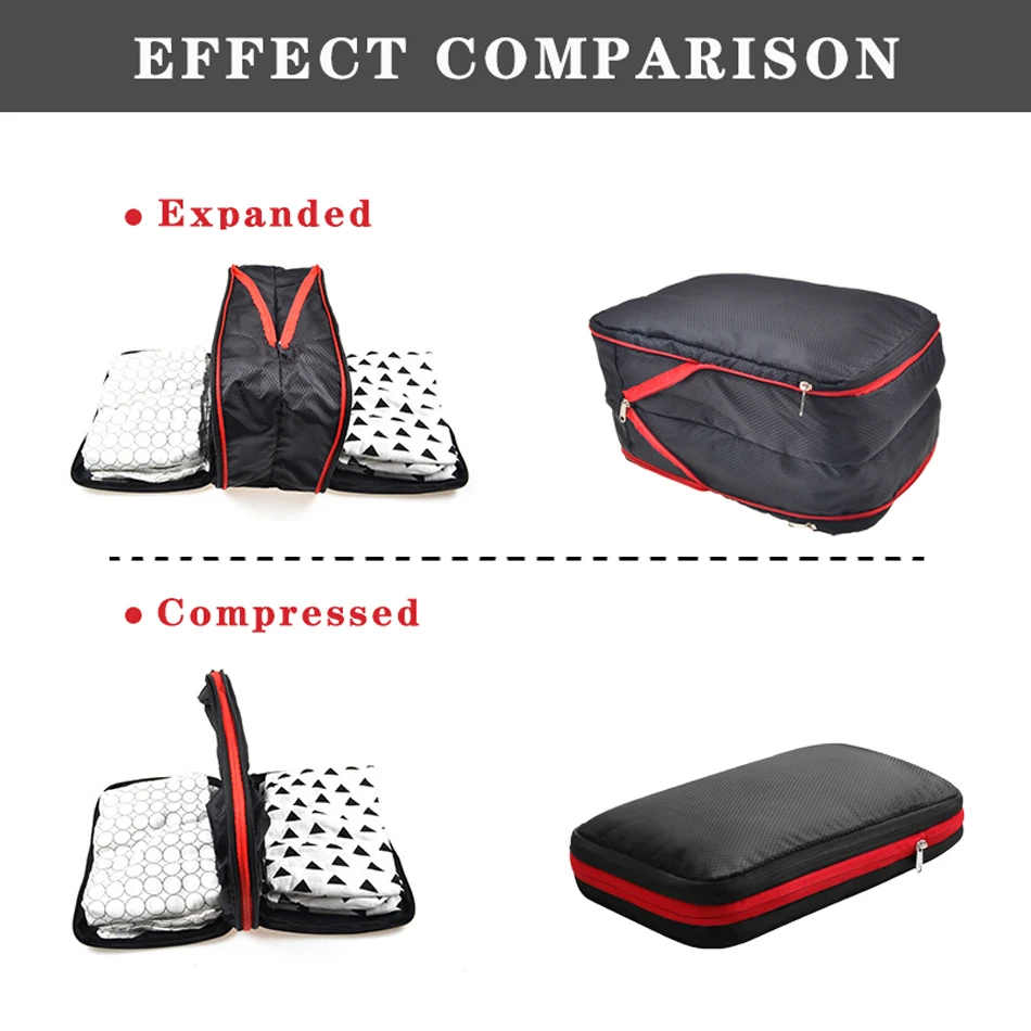 Nylon Double Layer Portable Compression Packing Cubes For Large Travel Suitcase Organizer ,Waterproof ,For Travelling 5