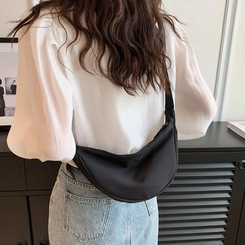 Nylon Crescent Crossbody Bag for Women Shoulder Bag Purses Trendy Dumpling Bags Small Travel Sling Bag Hobo Adjustable Strap 2