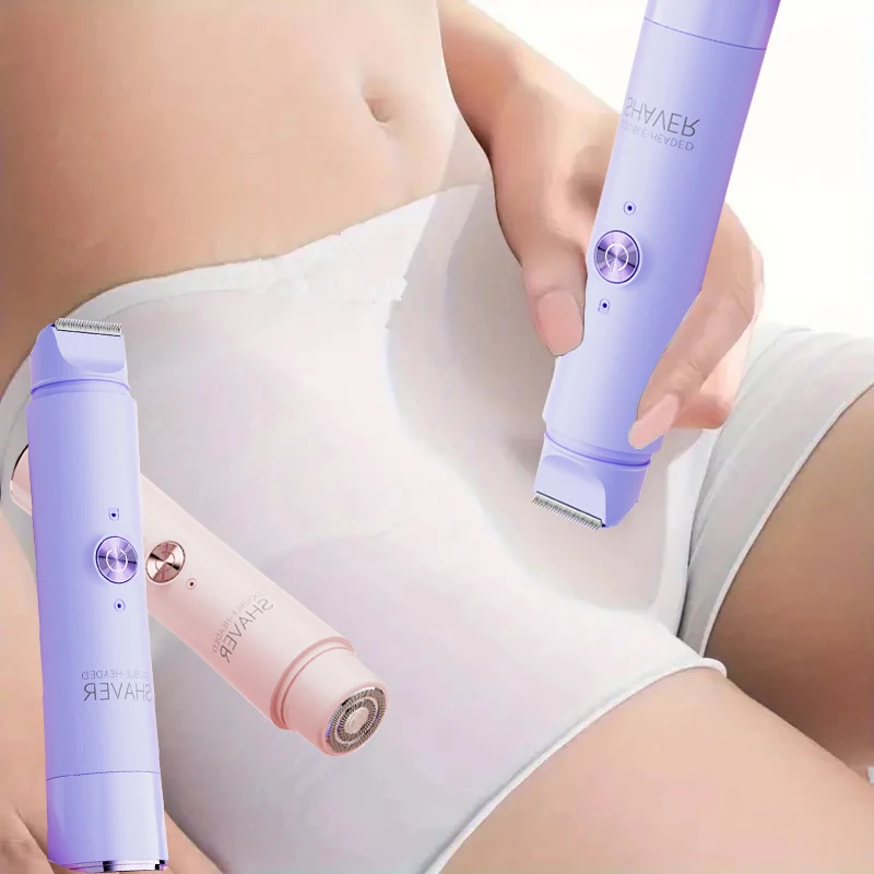 2-in-1 wireless rechargeable electric shaver, suitable for women - dual head bikini trimmer, suitable for both dry and wet use 2