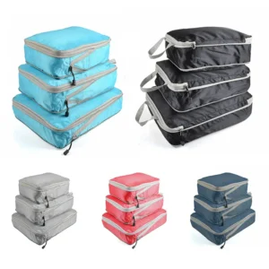 Foldable Compressible Packing Cubes, Waterproof Travel Storage Bag, Nylon Suitcase, Portable with Handbag, Luggage Organizer 1