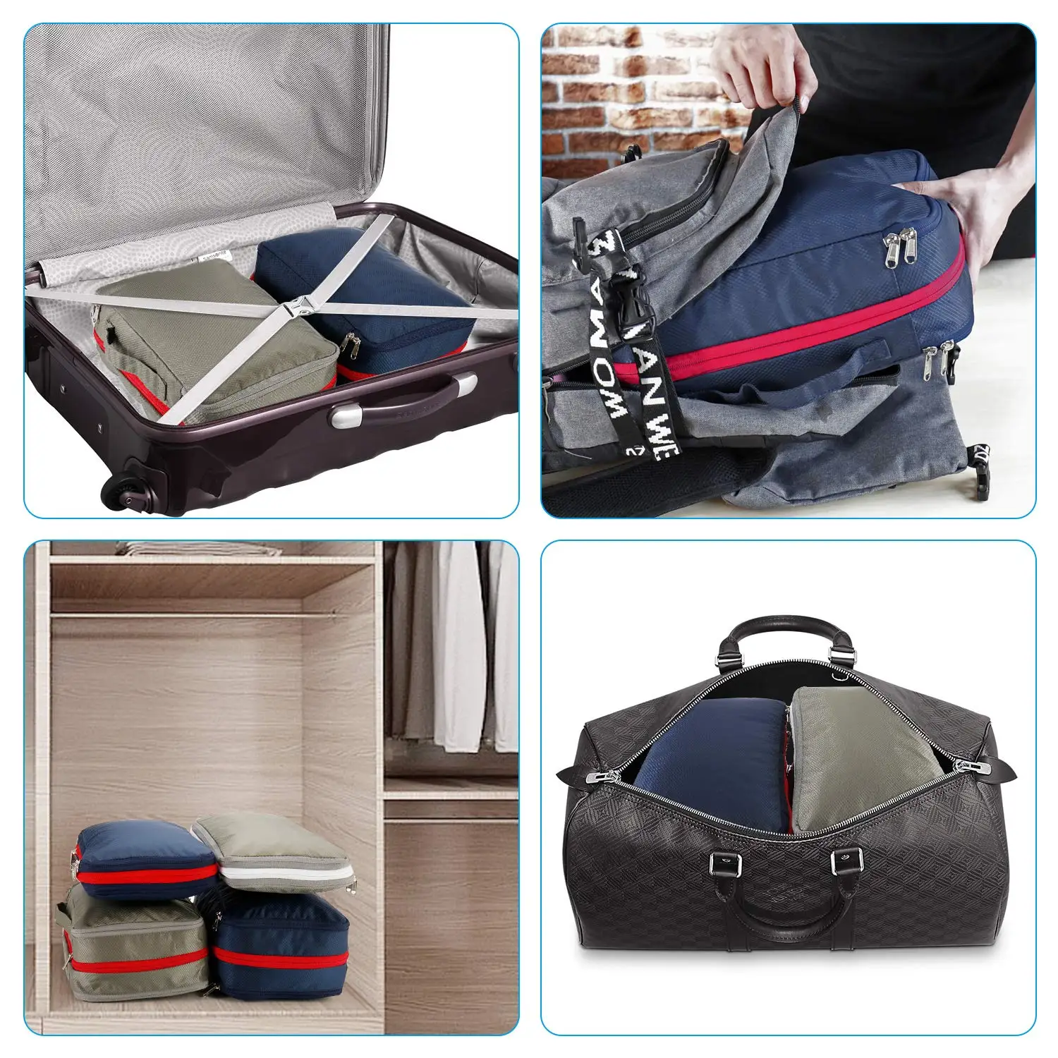 Nylon Travel Compression Packing Cubes Double Layer Portable Pouch Zipper Waterproof Storage Bags for Clothing Shoes Suitcases 5