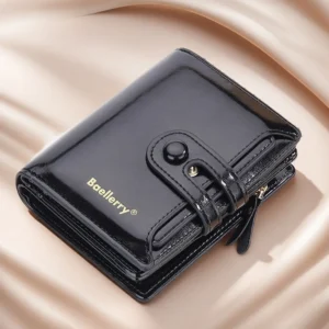 Women's Oiled Waxed Leather Wallet - Buckle Closure, Vertical Zipper Coin Pocket & 6 Card Slots (Heritage Design) 1