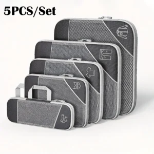 5PCS Travel Compressed Packing Cubes Storage Organizer Set With Shoe Bag Mesh Visual Luggage Portable Lightweight Suitcase Bag 1