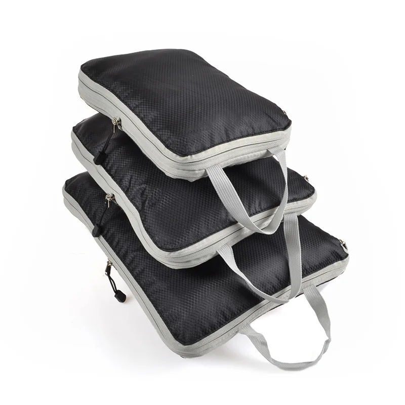Foldable Compressible Packing Cubes, Waterproof Travel Storage Bag, Nylon Suitcase, Portable with Handbag, Luggage Organizer 3