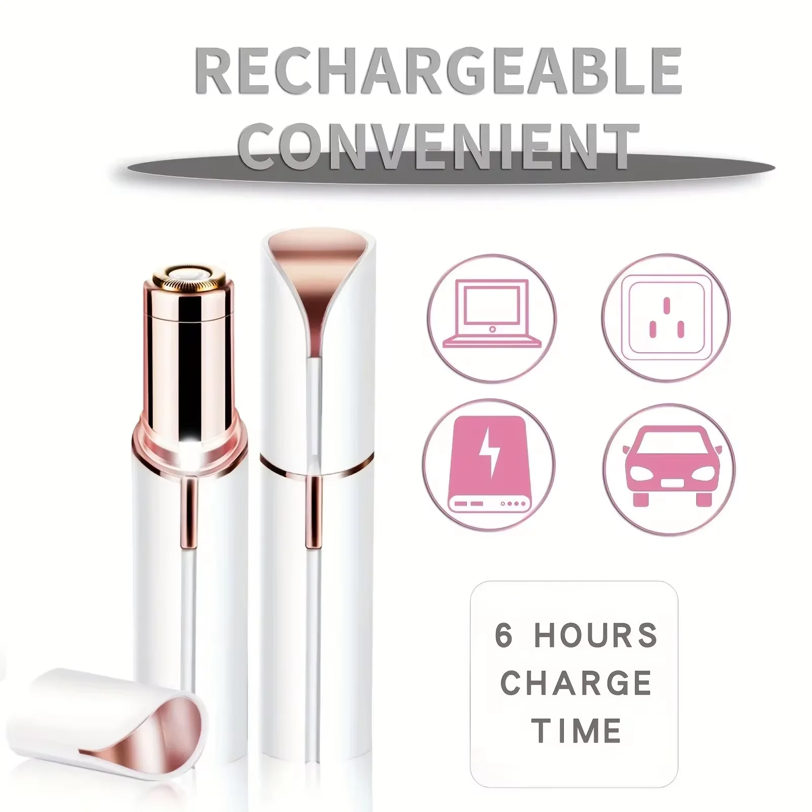 1-Pack Women Electric Lipstick Shaped Portable Trimmer Painless Effective Facial Hair Removal for Shaving Beauty Shaver Tool 4