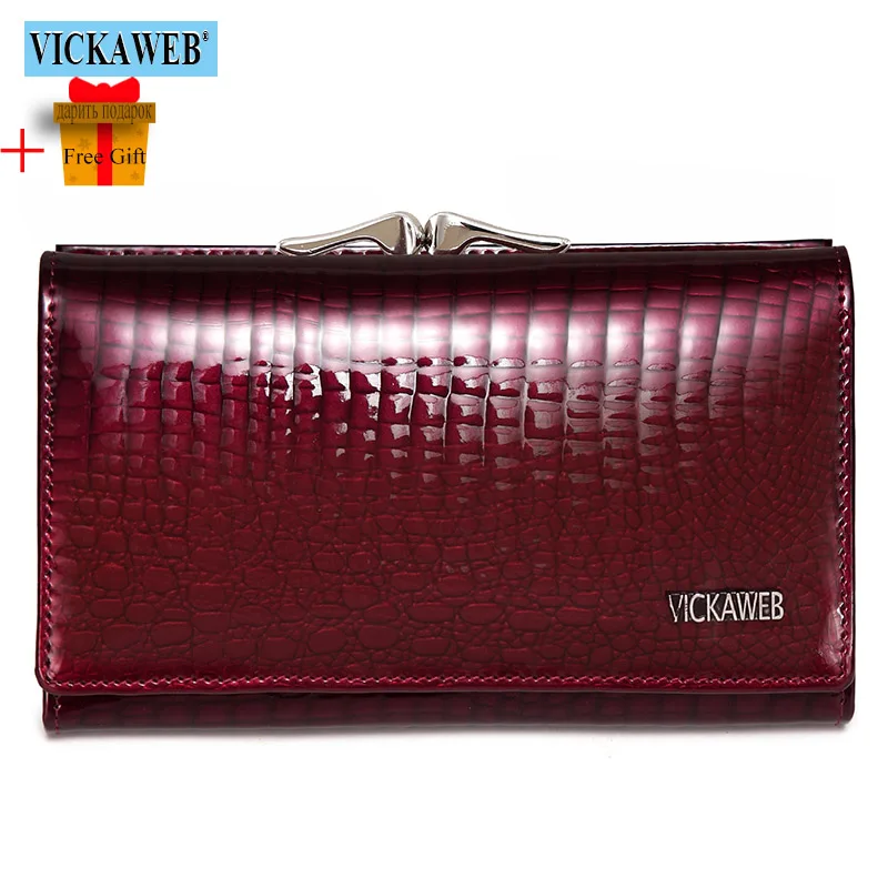 Free Gift Women Genuine Leather Short Wallet Female Fashion Purses Ladies Alligator Hasp & Zipper Small Coin Bag AE2155 2