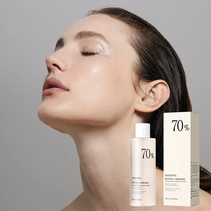 Rice Toner 70% Rice Extract Serum with Niacinamide, Rice Cleansing Foam, Deep Cleansing, Moisturizer for Dry Skin, Skin Care Set 5