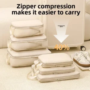 4Pcs/Set Travel Compression Packing Cubes Bag Portable Suitcase Clothes Organizers Waterproof Luggage Storage Cases Drawer Bags 1