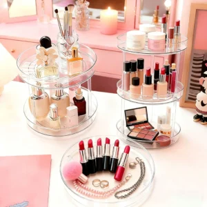 360 ° Rotating Makeup and Art Supplies Organizer - Easy to clean surface, space saving design suitable for cosmetics, seasonings 1
