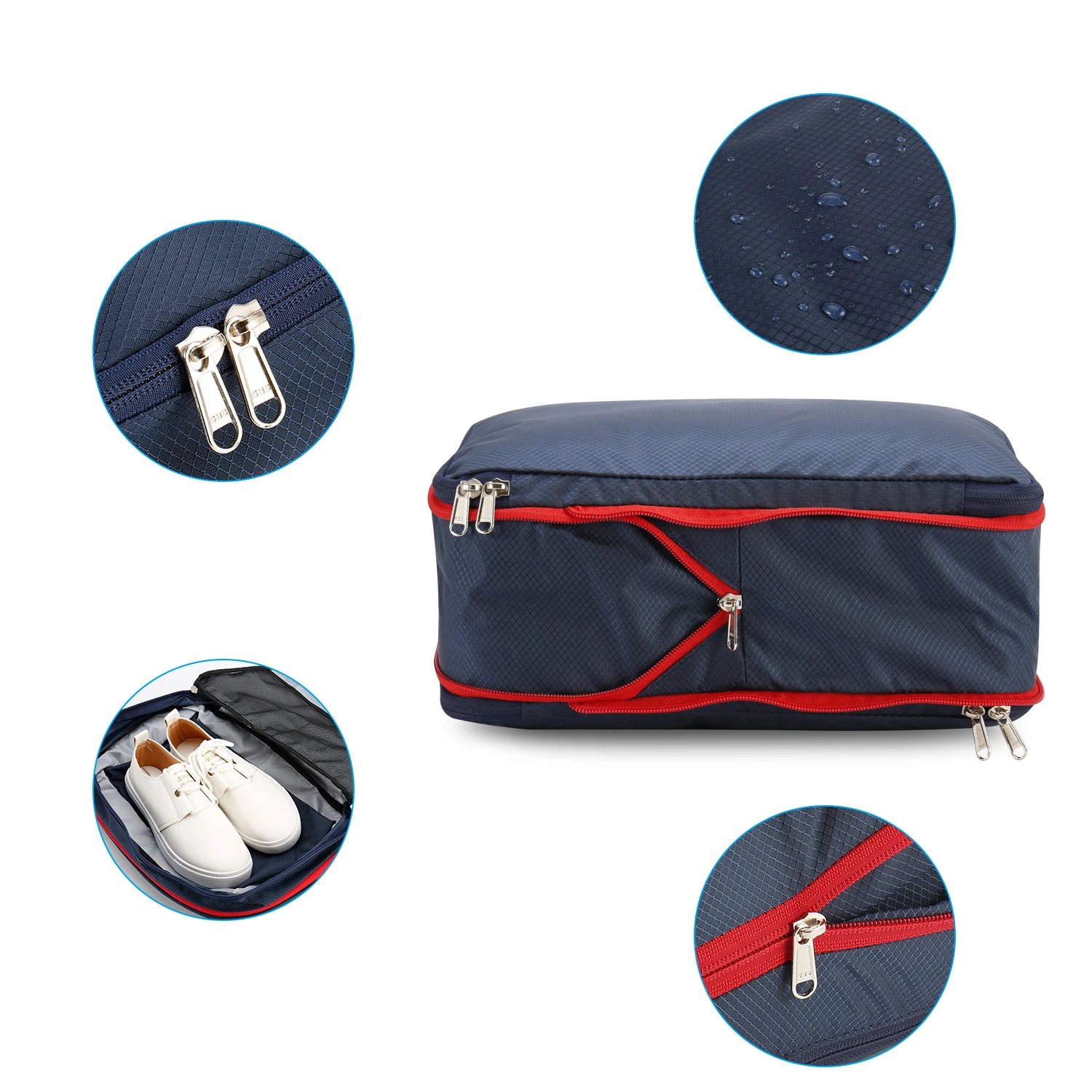 Nylon Travel Compression Packing Cubes Double Layer Portable Pouch Zipper Waterproof Storage Bags for Clothing Shoes Suitcases 3