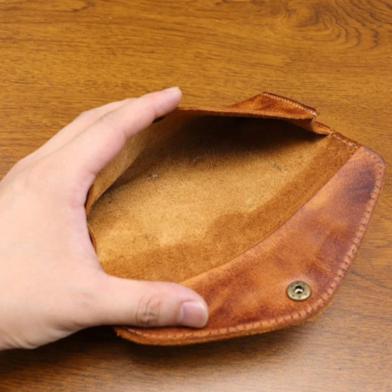 Hand Distressed Vegetable Tanned Leather Men's Long Wallet Large Capacity Clasp Closure Phone Clutch Bag for Women 100% Leather 5