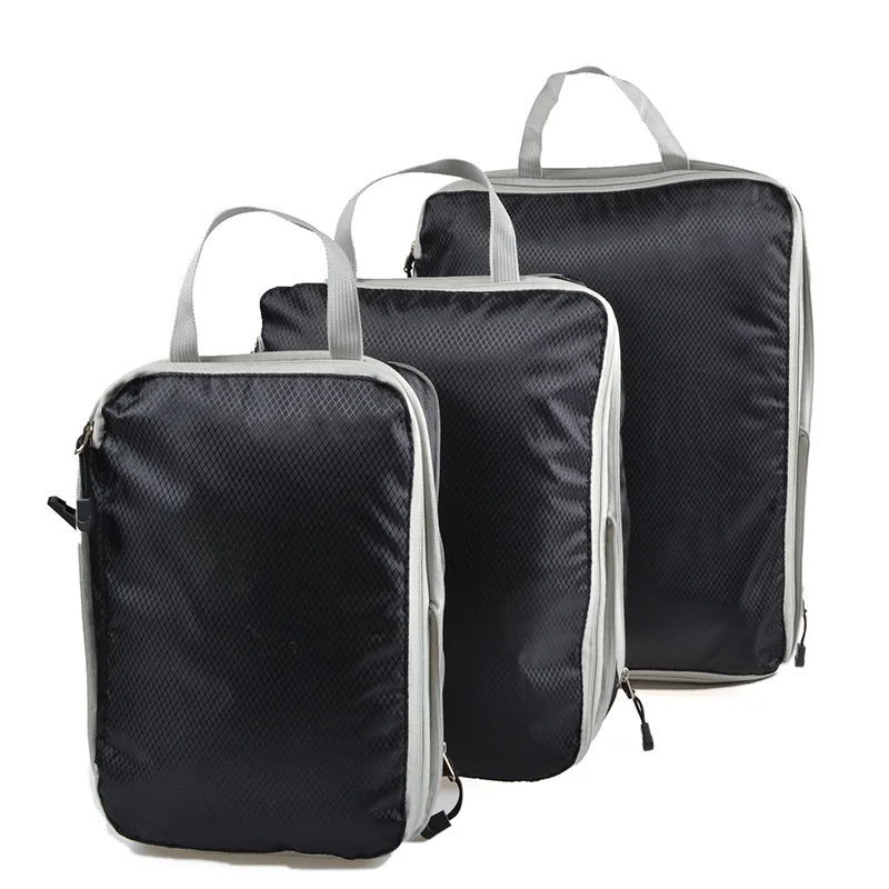 Foldable Compressible Packing Cubes, Waterproof Travel Storage Bag, Nylon Suitcase, Portable with Handbag, Luggage Organizer 4