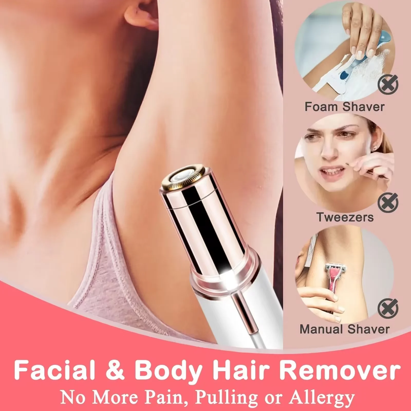 1-Pack Women Electric Lipstick Shaped Portable Trimmer Painless Effective Facial Hair Removal for Shaving Beauty Shaver Tool 3