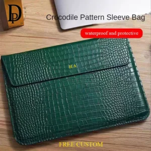 Engrave Name Crocodile Pattern Laptop Sleeve Bag Leather Luxury Waterproof Laptop Bag Fashion Notebook Computer Storage Bags 1
