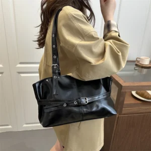 Large Capacity Women's Shoulder Bag Tote Commuter Bag Simple Vintage Cross-Border New Style Bag Versatile Sensation 2025 1