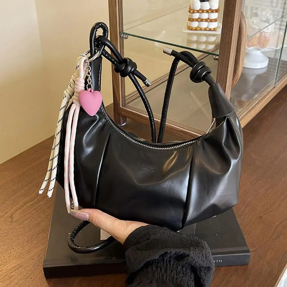 Crescent Shoulder Bag Elegant PU Leather Handbag 2026 Women's Trendy Crossbody Purse Minimalist Chic Daily Evening Bag 2