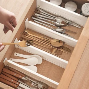 2/4/6pcs Drawer Dividers Organizers Adjustable Clear Plastic Drawers Separators for Clothing, Kitchen Utensils and Makeup Office 1